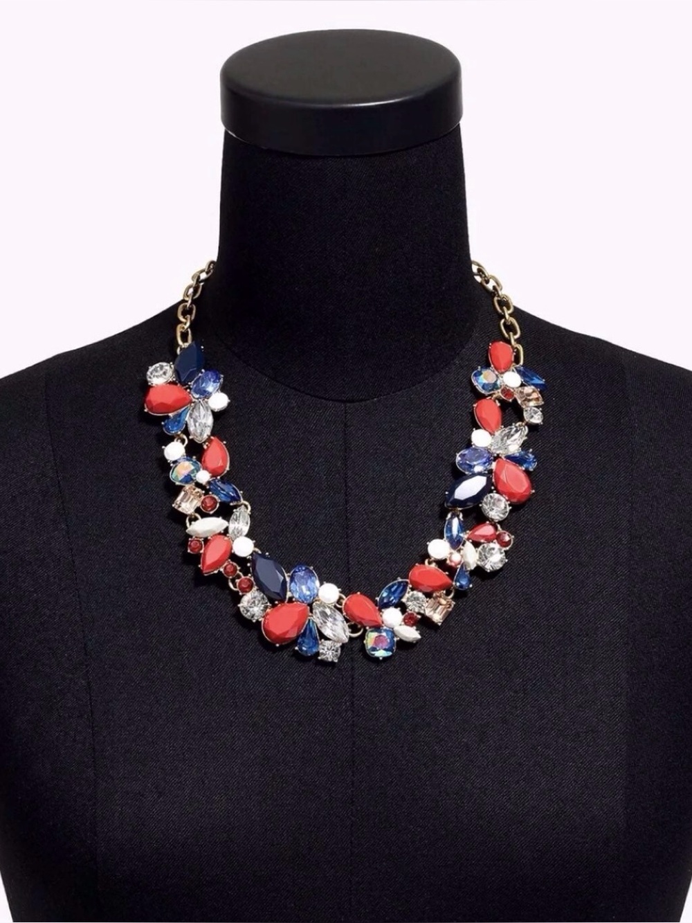 J Crew Cluster Statement Necklace Red White & Blue Nautical - NEW